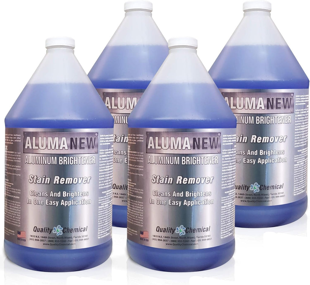 Quality Chemical Aluminum Cleaner Brightener & Restorer - Aluminum Cleaner, Aluminum Wheel Cleaner, Aluminum Cleaner, Pontoon Cleaner Aluminum, Aluminum Rim Cleaner 128 oz (pack of 4)