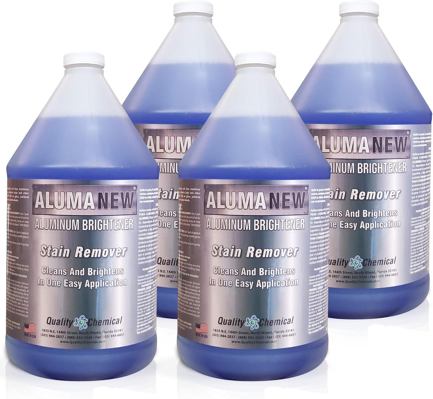 Quality Chemical Aluminum Cleaner Brightener & Restorer - Aluminum Cleaner, Aluminum Wheel Cleaner, Aluminum Cleaner, Pontoon Cleaner Aluminum, Aluminum Rim Cleaner 128 oz (pack of 4)