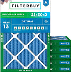 Filterbuy 28x30x2 Air Filter MERV 13 (MPR 1900) Health Defense Replacement (6-Pack), Electrostatic Pleated HVAC AC Furnace Filters, Made in USA (Actual Size: 27.75 x 29.75 x 1.75)