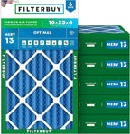 Filterbuy 16x25x4 Air Filter MERV 13 (MPR 1900) Health Defense Replacement (6-Pack), Electrostatic Pleated HVAC AC Furnace Filters, Made in USA (Actual Size: 15.50 x 24.50 x 3.63)