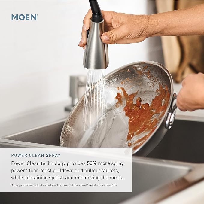 Moen 7295SRS Brantford One-Handle Pullout Kitchen Faucet Featuring Power Clean and Reflex, Spot Resist Stainless