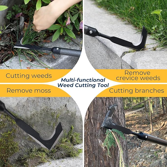 Weed Remover Tool | Adjustable Metal Handle (14.5"-58.4") (Upgraded Rustproof) | Multi-Functional Garden Hook for Pavement Gaps, Moss, Bushes | Commercial-Grade Yard Maintenance Equipment