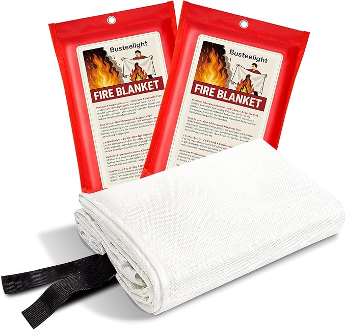 Emergency Fire Blanket for Home and Kitchen Safety - 100% Glass Fiber 40 * 40 Inches Fire Blanket for Kitchen, Car, Office, and School - Fire Blankets Emergency for Home (2 Pcs)