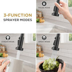 FORIOUS Kitchen Faucets with Sprayer, Stainless Steel Bar Sink Faucet Single Handle with Deck Plate, Commercial Pull Out Faucet for Kitchen Sink, Marine Boat Deck, Laundry Bar RV Camper