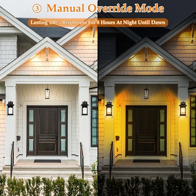 Motion Sensor Outdoor Lights - Retro Dusk to Dawn Outdoor Lighting, Advanced LED Motion Sensor Porch Light Fixtures, Black Waterproof Exterior Lantern Wall Mount for Front Garage, Entryway Anti-Rust