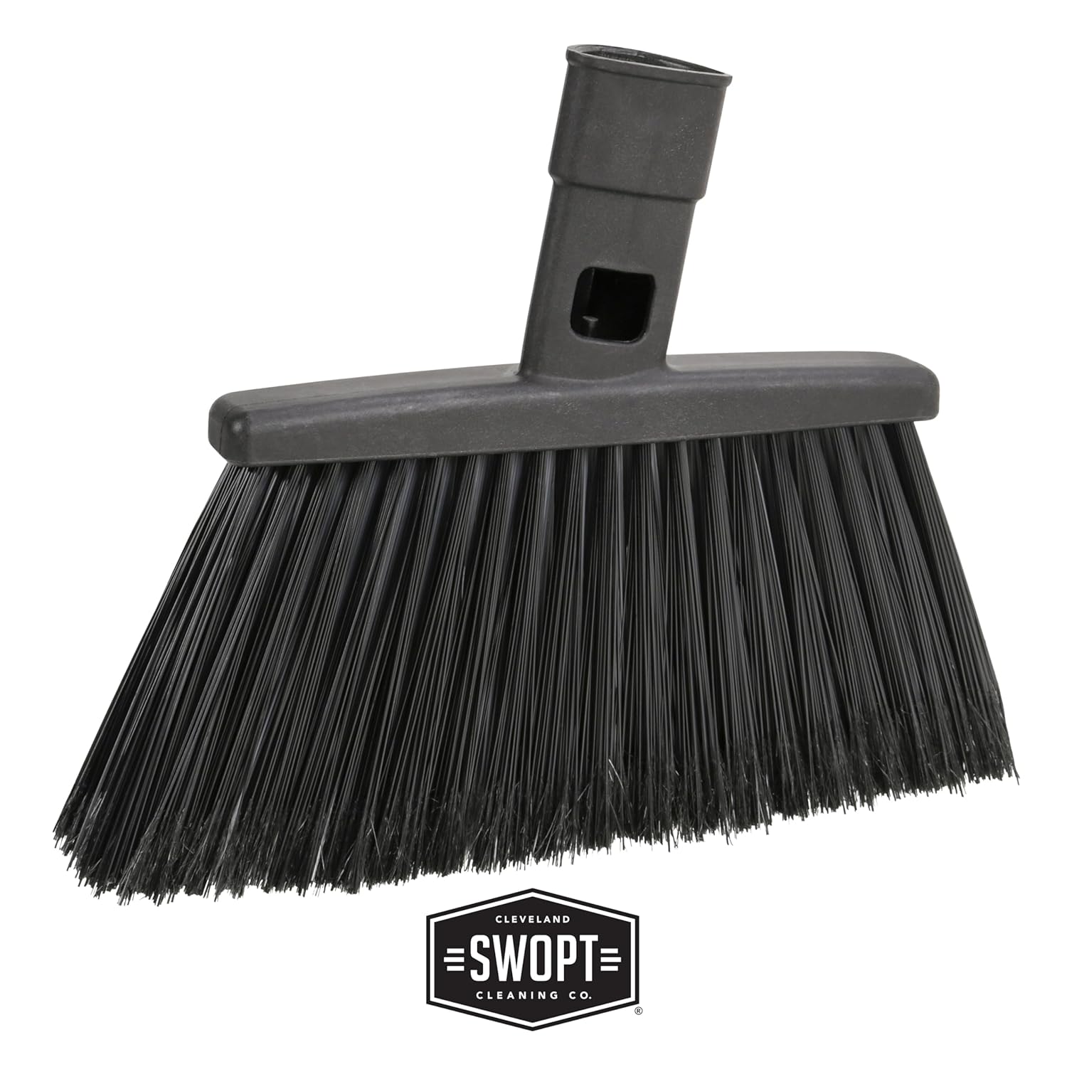SWOPT 24” Push Broom, Angle Broom + 48” and 60" Steel Handles, Standard Combo — Cleaning Heads with Long Handles Interchangeable with All SWOPT Cleaning Products — Indoor/Outdoor, Black