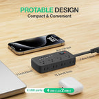 Surge Protector Power Strip - 8 AC Outlets & 6 USB Ports (4A/2C), 1080J Extension Cord with Multiple Outlets, 2-Sided Outlet Extender, Short Cord (0.2FT), Wall Mount for Dorm Room