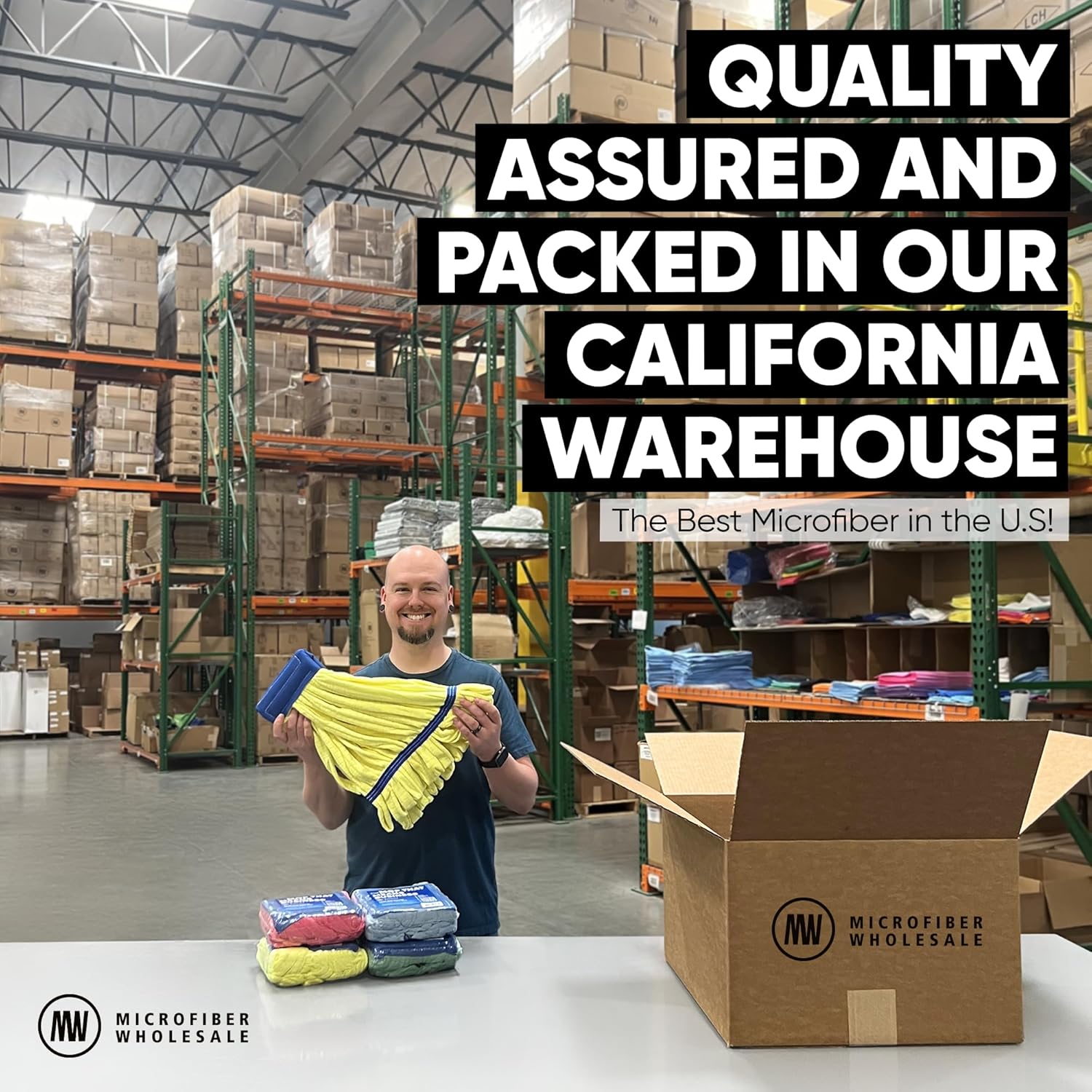 Commercial Mop Head Replacement – 1 Pack Large Yellow Microfiber Tube Mop (18 oz.) | Industrial Wet Mops | Washable Refill, Reusable, Heavy Duty, Looped End Mopheads | Hardwood, Concrete