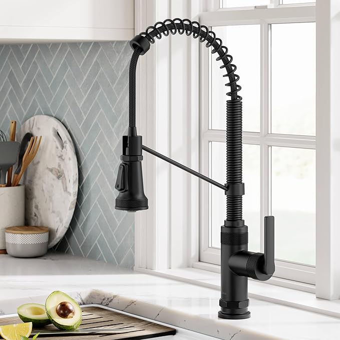 KRAUS Allyn Commercial Style 2-Function Single Handle Pull Down Kitchen Faucet in Matte Black, KPF-4110MB