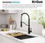 KRAUS Torak Pull Down Kitchen Faucet in Matte Black with Commercial Style Spring Spout, 2 Function Sprayer, Pre-Attached Water Lines, and Mounting Hardware, KPF-2635MB