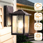 Outdoor Wall Lantern, Exterior Waterproof Wall Sconce Light Fixture, Dark Chocolate Front Door Mounted Lighting with Glass, Anti-Rust Porch Lamp