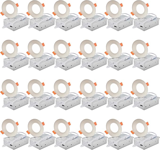 DLLT LED Recessed Ceiling Light: 24 Pack 3 Inch Brushed Nickel Recessed Lighting