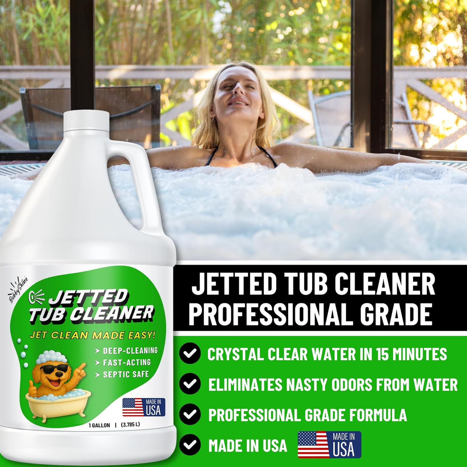 Jetted Tub Cleaner For Bathtub Jets - Fast Acting, For The Jets And The Tubes, Best Spa Cleaner Chemical For Whirlpool & Jacuzzi Tubs, Pro Grade Heavy Duty, Made In USA, 1 Gallon