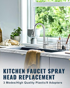 ALEASHA Pull Down Spray Head for Kitchen Faucet,3-Function Sink Spray Nozzle with 9 Adapters,Kitchen Faucet Head Replacement Compatible with Moen,American Standard Faucets,Brushed Nickel