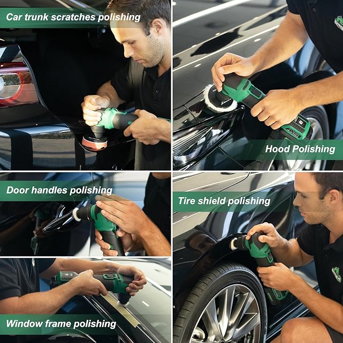BATOCA S4 Cordless Polisher 3"/1" DA/RO Polisher- Brushless Motor & S2 Cordless Car Buffer - LED Display, 5Ah+2.5Ah Interchangeable 2 Batteries for Car Detailing, Headlight Restoration, PRO Combo Kit