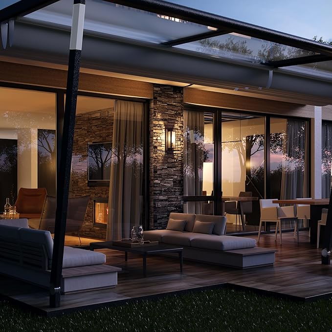 GLOBE Electric 44228 Montague 1-Light Outdoor Wall Sconce, Bronze, Clear Glass Shade,44228