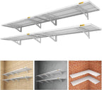 4Pack 1.64x4ft Adjustable Metal Garage Wall Shelving Heavy Duty Garage Storage Shelf Wall Mounted White