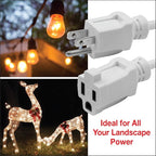 Clear Power 12 ft Indoor/Outdoor Extension Cord 16/3 SJTW, White, Water & Weather Resistant, Flame Retardant, 3 Prong Grounded Plug, CP10205