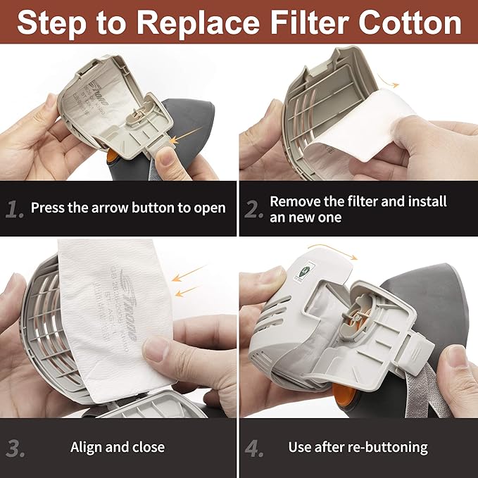 RANKSING Respirator Mask with Filters to Against Dust Gases Fumes Asbestos Organic Vapors Chemicals while Painting Spraying Sanding Welding Construct and Work Portable Protection PPE