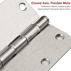 6 Pack Rounded Brushed Nickel Door Hinges 3.5 x 3-1/2" Inch, 5/8" Radius Interior Hardware 3 ½"Cottage Flat Bungalow Mobile Home Skyscraper Indoor Hinge for Doors Use Renovate Bedroom Kitchen