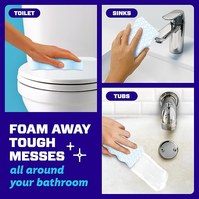 Mr. Clean Magic Eraser Sponge, Bathroom Cleaner, Soap Scum Shower & Tub Cleaner, 2 in 1 Bath, 7ct
