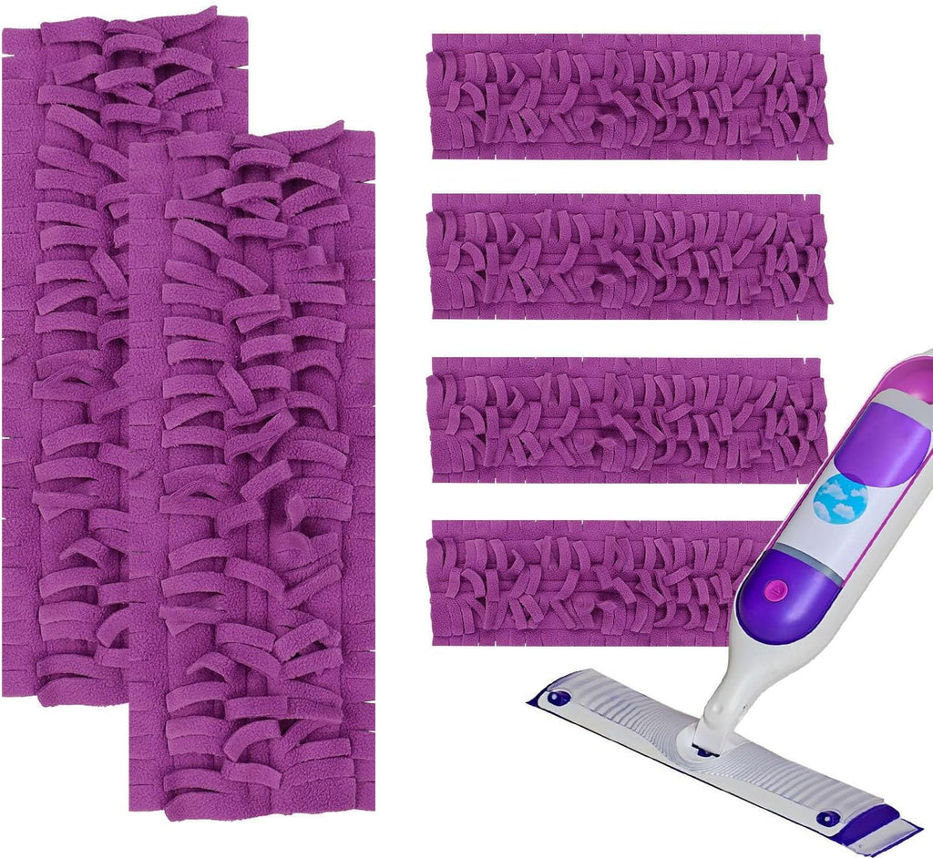6 Pack Mop Refill Pads for PowerMop Multi-Surface and Wood Mop Pads Refill, Washable & Reusable Microfiber Spray Cleaning (Purple)