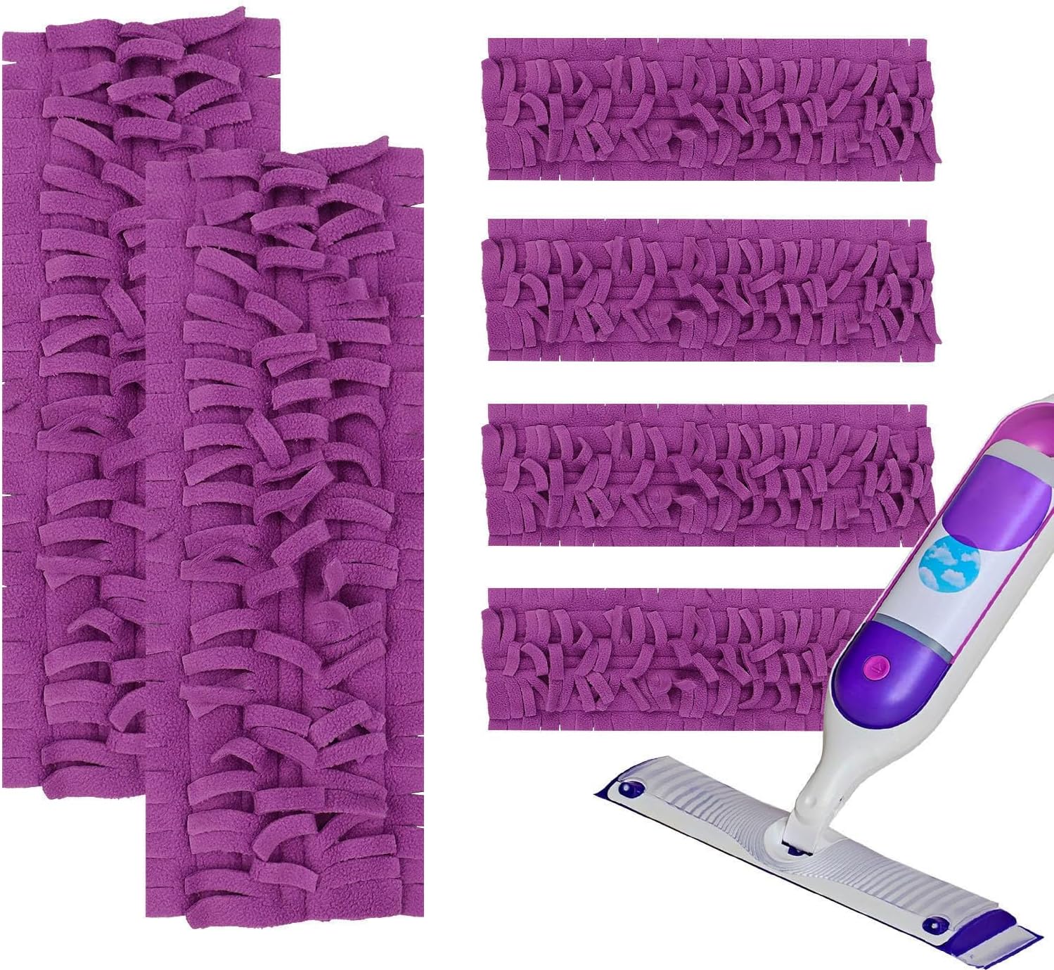6 Pack Mop Refill Pads for PowerMop Multi-Surface and Wood Mop Pads Refill, Washable & Reusable Microfiber Spray Cleaning (Purple)