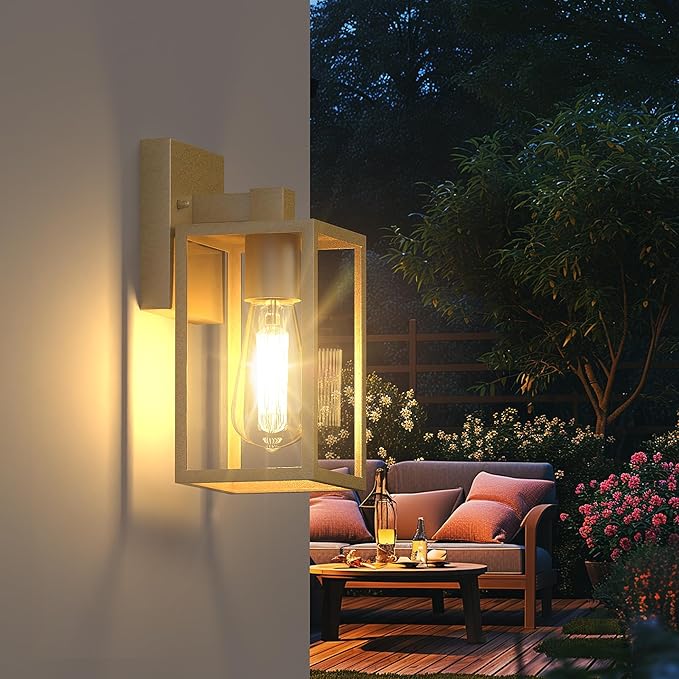 WIHTU Gold Outdoor Exterior Light Fixture for House, LED Front Porch Lights for House, Waterproof Wall Sconce Lantern Lamp, Outside Coach Lights for Patio, Garage, Doorway, Entryway