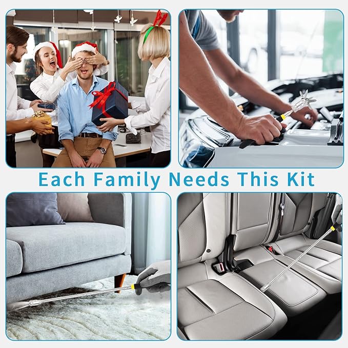 2 Piece 8LBs Telescoping Magnetic Flashlight Pickup Tool with 3 LED Lights, Magnet Stick Rod Extendable 7.5" to 31" for Men, Birthday, Father's Day, Christmas Gift