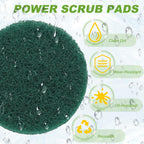 Power Scrub Pads, Scrubbing Pads 180 Grits Scouring Discs - Fitting for (Home Kitchen Cleaning - Drill Attachment - Scrubber Replacement) 16 Pcs & 4 Inch & Green