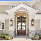 tewei 26in Large Size Dusk to Dawn Outdoor Wall Lights, Matte Black Exterior Lighting Fixtures, Modern Outdoor Porch Lights for House with Clear Shade, Outdoor Wall Sconce Light for Garage(1 Pack)