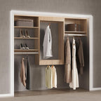 Modular Closet Organizer, 90" Wide, Wood Tower Storage with Hanging Shelves, Wall Mounted for Bedroom