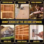 #8 x 1 5/8’’ Stainless Steel Wood Screws by Grindy (200pack/1.1LBS) – Self-Drilling Deck Screws I Rust Resistant I Quick Drive & Fast Grip I for Cabinet, Furniture & Other Projects I Bit Included