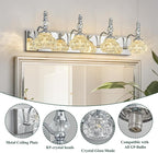 4-Light Vintage Bathroom Vanity Light Fixture Industrial Chrome with Glass Shade Vanity Light Fixtures Over Mirror Glass Bathroom Vanity Lighting Fixtures G9 Bulb Wall Lights