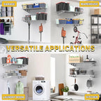 Ultrawall Garage Wall Shelves, 2 x 4 ft Wall Mounted Storage Shelves, Heavy Duty Wall Shelving with Hooks, Holds Up to 220 Lbs, 2Pack, White