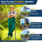 Weed Puller Tool, 60" Stand Up Manual Weeder - Unbreakable Aluminum Claw + Heavy-Duty Stainless Steel Rod, No-Bend Lawn Grass Grabber for Garden, Yard, Root Removal