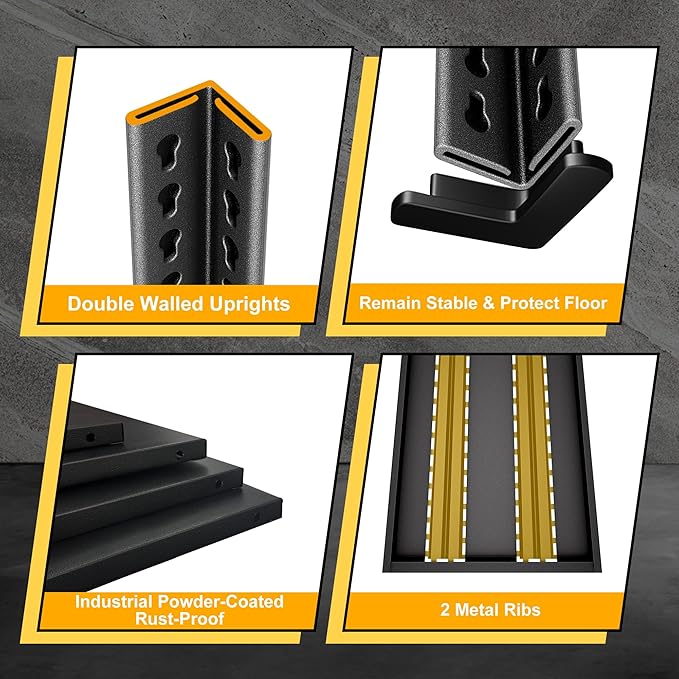 40" W Garage Shelving Heavy Duty, 1800LBS Loads Garage Storage Shelves Heavy Duty, 4-Tier Metal Shelving Units and Storage Racks, Industrial Utility Shelf,40" Wx16 Dx72 H, Black