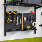 StoreYourBoard G-Tool Pro Storage System, Adjustable Garage Wall Mount Organizer With Pegboard & Shelf, Yard Shovel Rake Holder, Holds 500 Lbs
