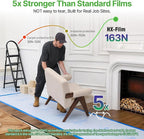 39" x200' Heavy-Duty Floor Protection | Construction Grade Carpet Protector | Drop Cloth Plastic Film for Hardwood Floors | Waterproof Painters Covering with No Residue(Ice Blue)