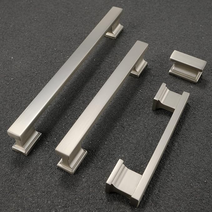COTYKILEY 6 Pack 5 Inch(128mm) Brushed Satin Nickel Cabinet Handles Kitchen Cabinet Pulls Cabinet Door Handles Kitchen Cabinet Hardware Cupboard Drawer Pulls Dresser Handles