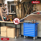 7 Drawers Rolling Tool Chest with Wheels, Portable Rolling Tool Boxes with Wheels, Tool Box Storage Cabinet with Locking System for Garage (Blue, 7 Drawers)