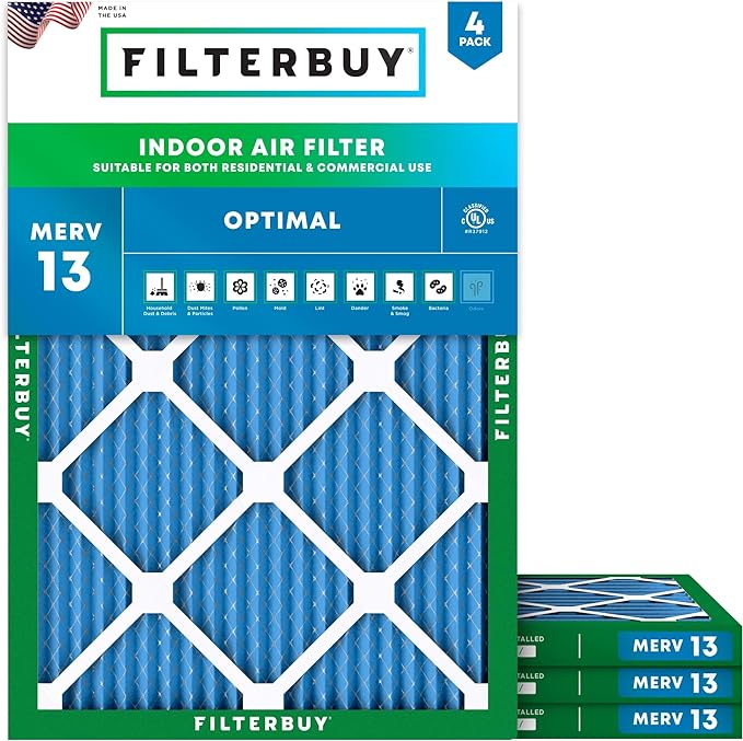 Filterbuy 30x36x1 Air Filter MERV 13 (MPR 1900) Health Defense Replacement (4-Pack), Electrostatic Pleated HVAC AC Furnace Filters, Made in USA (Actual Size: 29.81 x 35.81 x 0.75)