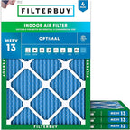 Filterbuy 15x20x1 Air Filter MERV 13 (MPR 1900) Health Defense Replacement (4-Pack), Electrostatic Pleated HVAC AC Furnace Filters, Made in USA (Actual Size: 14.50 x 19.50 x 0.75)