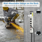 CCCEI Heavy Duty Power Strip Surge Protector 20 Amp, High Amp Industrial Shop Garage Metal Multiple Outlets, 4 FT 12 Gauge 5-15P Extension Cord 6 Outlet 6-20R T-Slot 20a for Appliance.