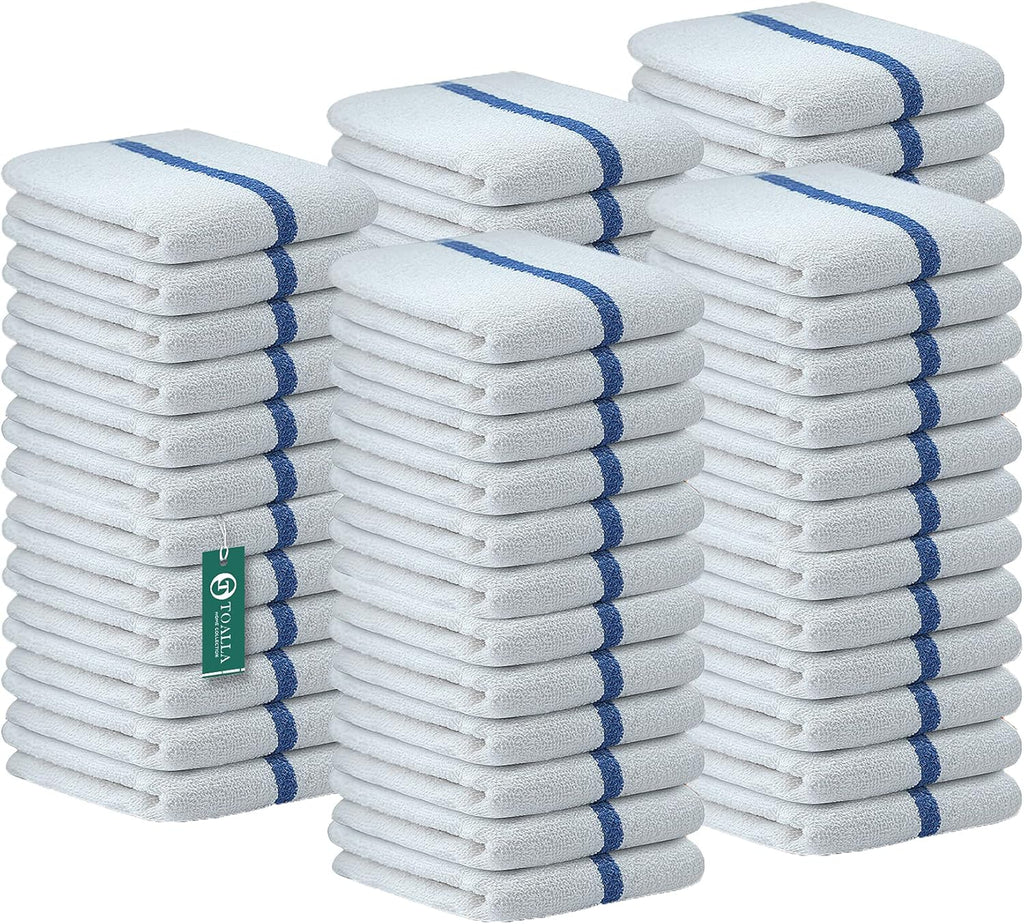 Bar Mop Blue Stripe 10lbs 16x19 Pack of 60 100% Cotton Double Stitched Route Ready Absorbent Kitchen Towel Dish Towels and Dishcloths Towels Sets Washcloth Kitchen Towels