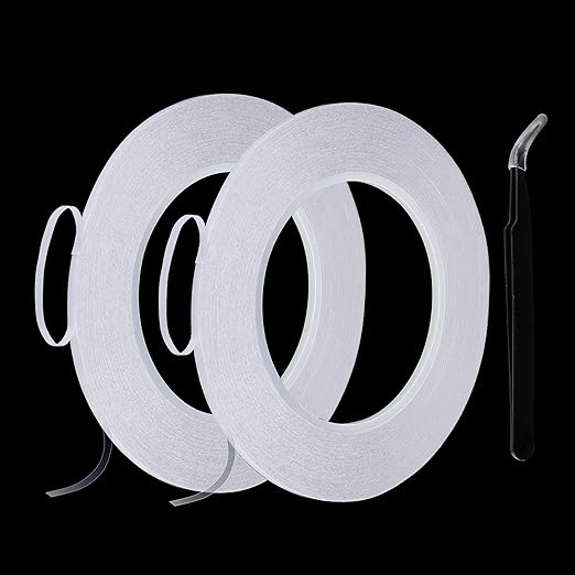 3mmx25M 2 Rolls Clear Thin Double Sided Tape Strong Adhesive LCD Repair Tape for LCD Screen, Mobile Phone, Laptop Tablets, LED Strips Electronics Heat Resistant, Residue Free