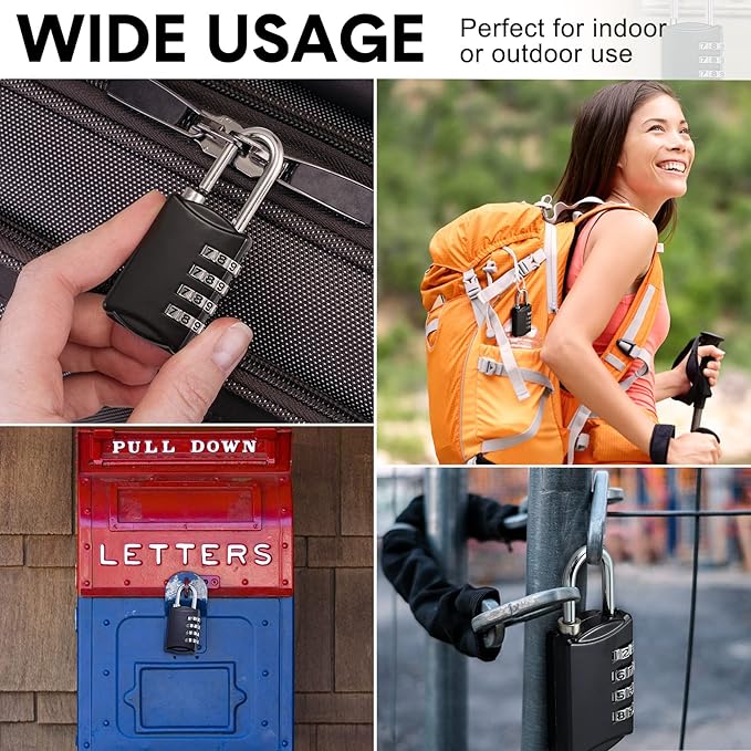 40 Pcs 4 Digit Combination Locks Combination Padlock Luggage Number Locks Outdoor Waterproof Resettable Padlock for Door Traveling School Gym Locker Suitcases Employee Hasp Storage