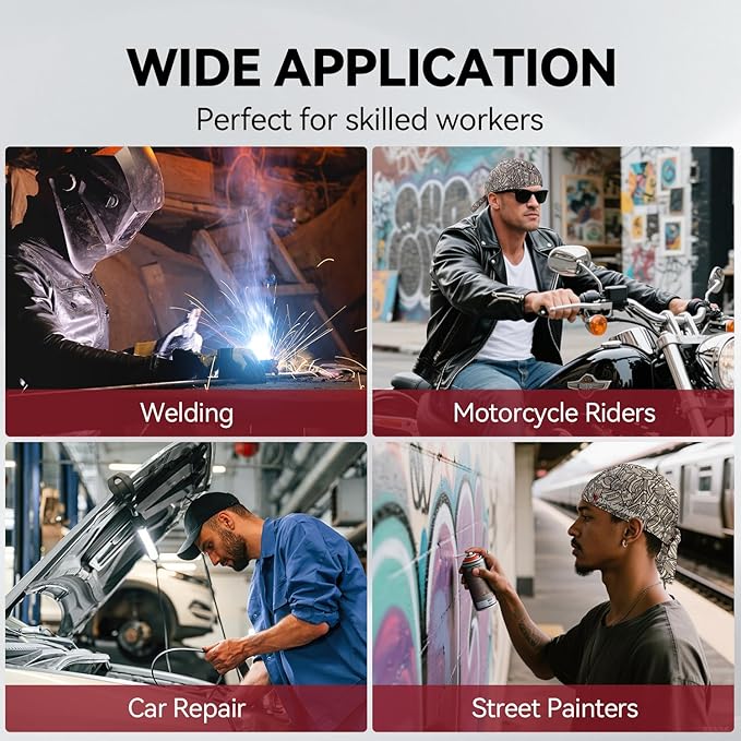 ARCCAPTAIN 2PC Welding Doo Rag, Welding Cap, Protective Welders Cap, Welding Hats for Men, Fireproof Cotton and Durable for Safety, Dollar, M Size