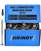 #10 x 2 1/2’’ Wood Screws by Grindy (200pack/2.4LBS) – Self-Drilling Deck Screws I Rust Resistant I Quick Drive & Fast Grip I for Cabinet, Furniture & Other Projects I T25 Star Drive I Bit Included