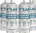 Polar Clear Matte Flawless Lacquer Spray - 4 x 13.5 Fl Oz - Clear Coat Spray Paint - Non-Yellowing & Scratch Resistant - Interior & Exterior Surfaces for Wood, Metal, Plastics, Glass & Ceramics